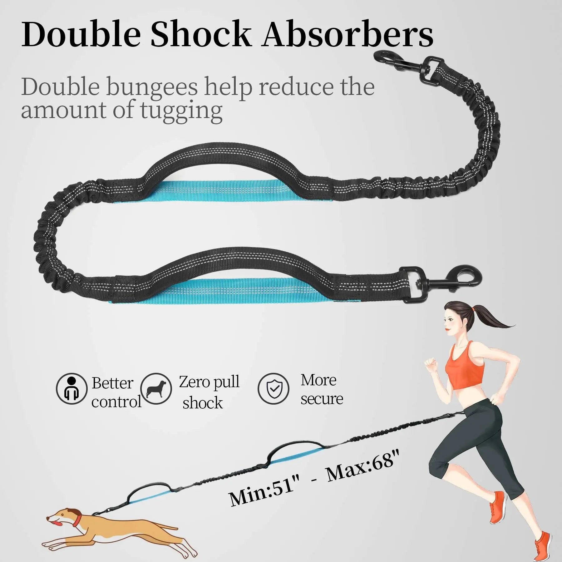 Pets Supplies Walking Jogging Running Dual Padded Handles Durable Hands Free Nylon Dog Leash  Killer Products