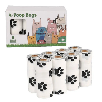 White Footprint Dog Poop Collection Bag D2W Photo Oxygen Degradation Pet Garbage Bag Pet Supplies  Killer Products