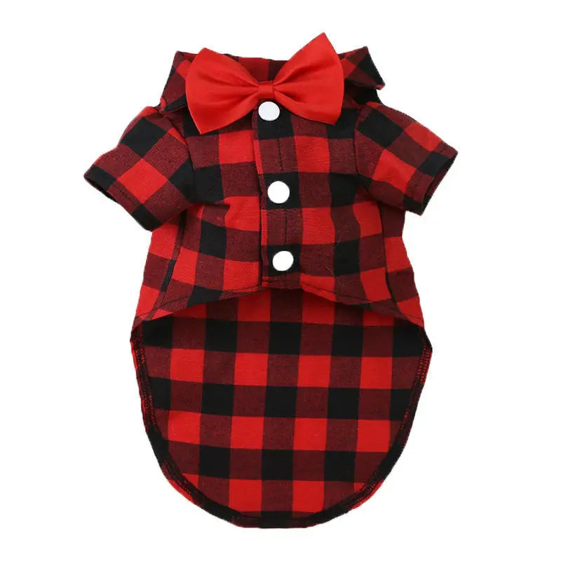 Spring Summer Autumn Dog Plaid/Checked Shirts Pets Cats Dog Clothes with Bow Tie  Killer Products