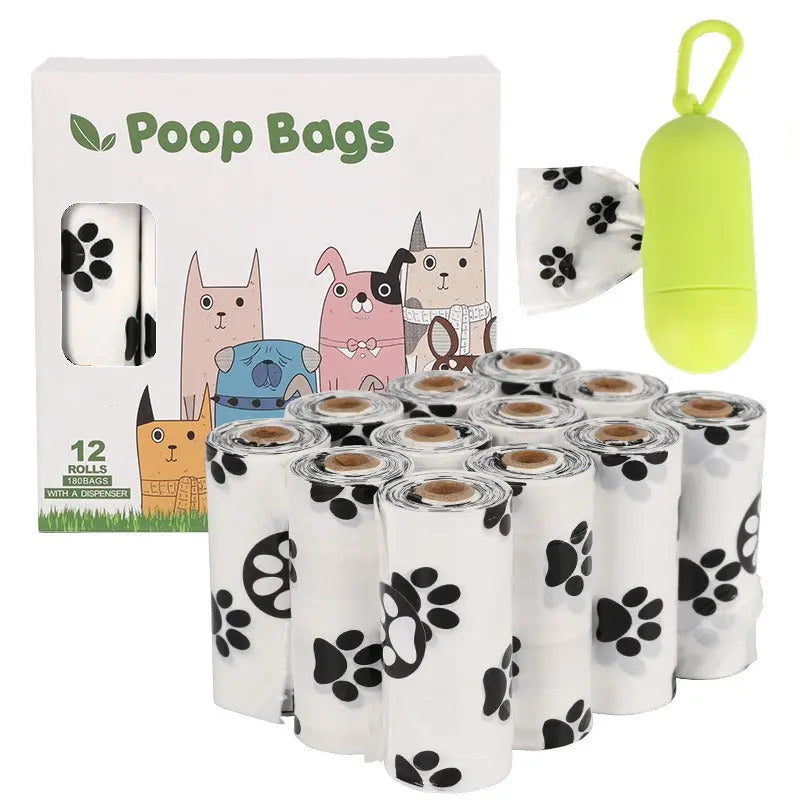 White Footprint Dog Poop Collection Bag D2W Photo Oxygen Degradation Pet Garbage Bag Pet Supplies  Killer Products