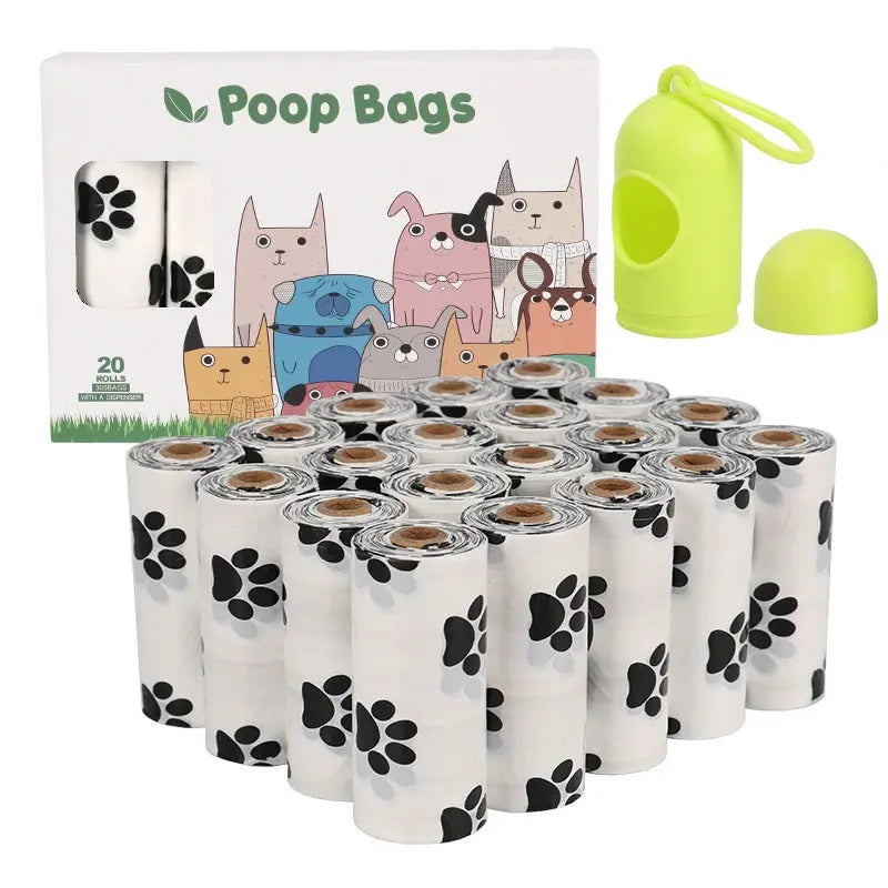 White Footprint Dog Poop Collection Bag D2W Photo Oxygen Degradation Pet Garbage Bag Pet Supplies  Killer Products