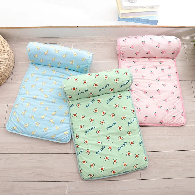 Pet Cat/Dog bed ice pad summer autumn cooling heatstroke prevention sleeping mat fruit mat non-slip ice silk mat  Killer Products