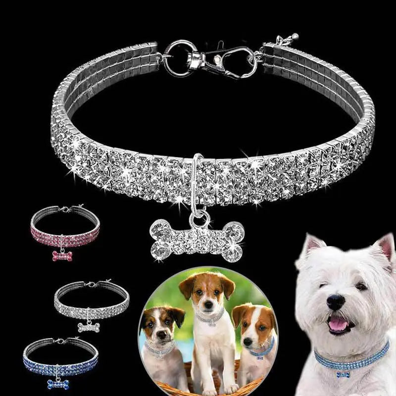 Bling Pet Dog Collar Fashion Bone Pendant Crystal Diamond Cat Collars For Small Medium Dogs Jewelry Necklace Pets Accessories  Killer Products