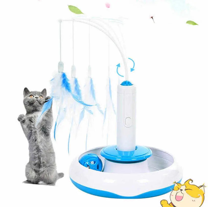 Pet Cat Toys Feather Teaser Detachable Electric Play with Cat 360 Spinning Chew Toys for Pets Puzzle Playing Toys  Killer Products