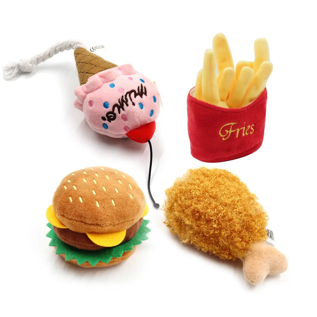 Dog Chewing Toy Combination Plush Hamburger Sounding Pet Interactive Dog Toy  Killer Products