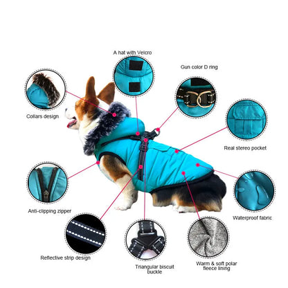 New Pet Cotton Clothes Reflective Warmth Dog Clothes Winter Wool Collar Plus Cotton Pet Clothing Cotton Vest Coat  Killer Products