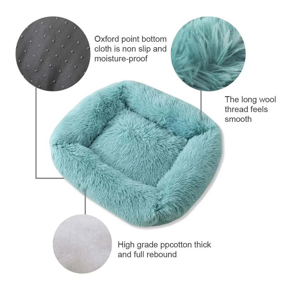 Square Dog Bed Long Plush Solid Color Pet Beds For Little Medium Large Pets Super Soft Winter Warm Sleeping Mats For Dogs Cats  Killer Products